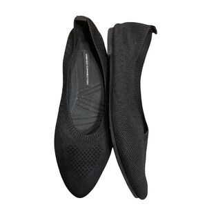 French Connection Black Knit Pointed Toe Ballet Flats Women's Shoes